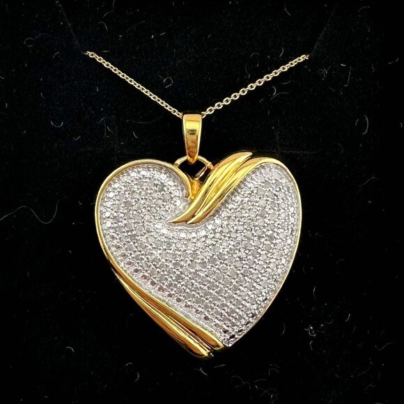 Bold & Beautiful 1 ct "Whole Heart" Diamond Necklace  - 14kt Gold Over Sterling - Picture 13 of 14